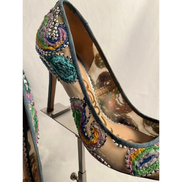 Sam Edelman Hazel Embroidered Mesh Pumps Women’s 8 Medium - Picture 3 of 8